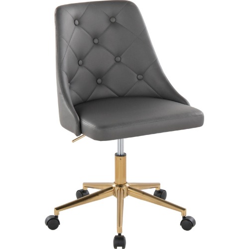 Marche Swivel Task Chair with Casters in Gold & Grey Leatherette